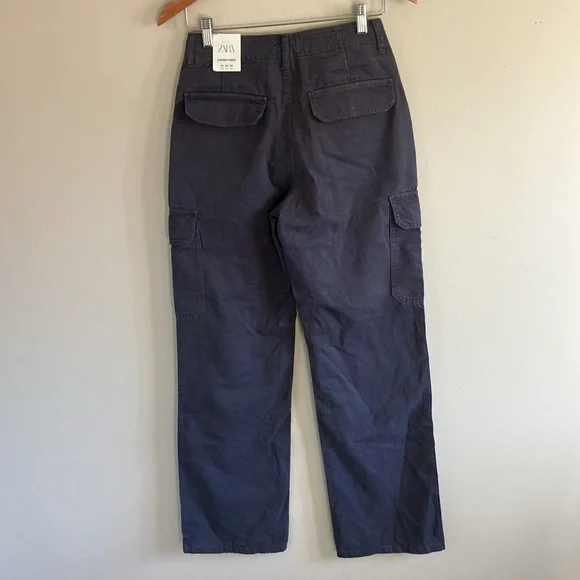 Zara high waisted wide leg cargo pants grey size 2 NEW - Picture 7 of 10